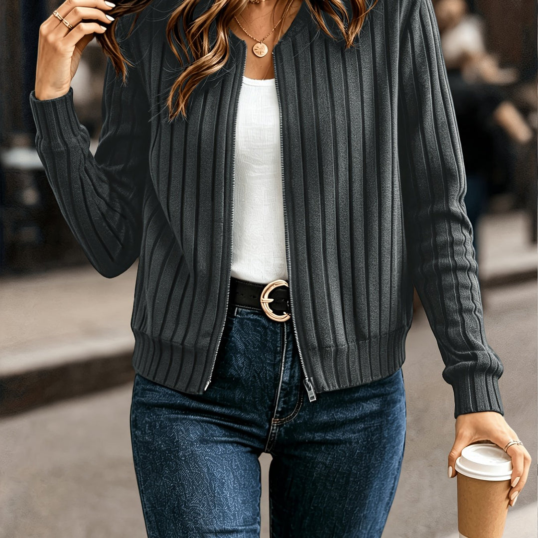 Sloane | Refined Ribbed Zip-Up Jacket