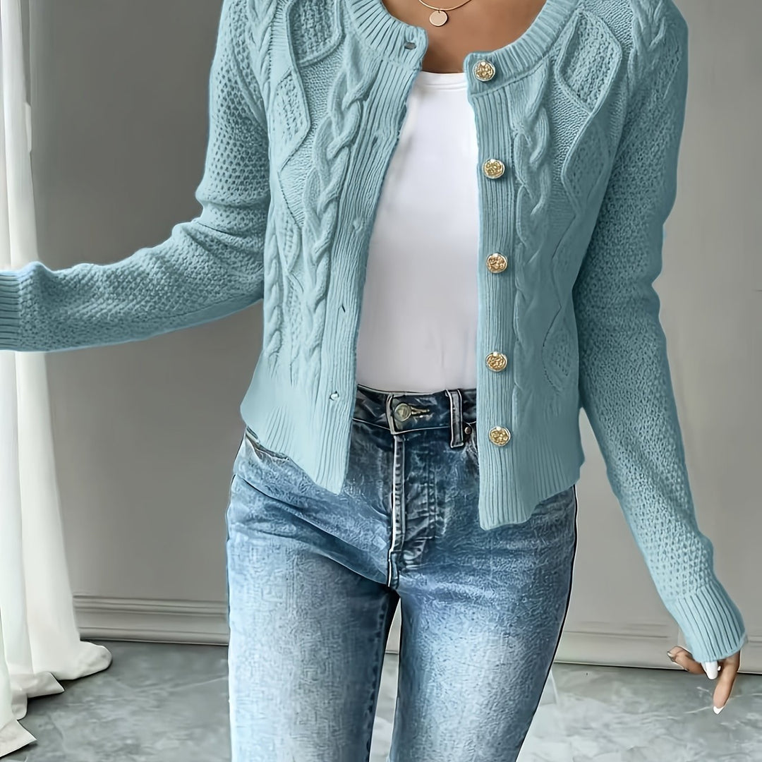 Cecilia | Cable-Knit Button-Front Cardigan