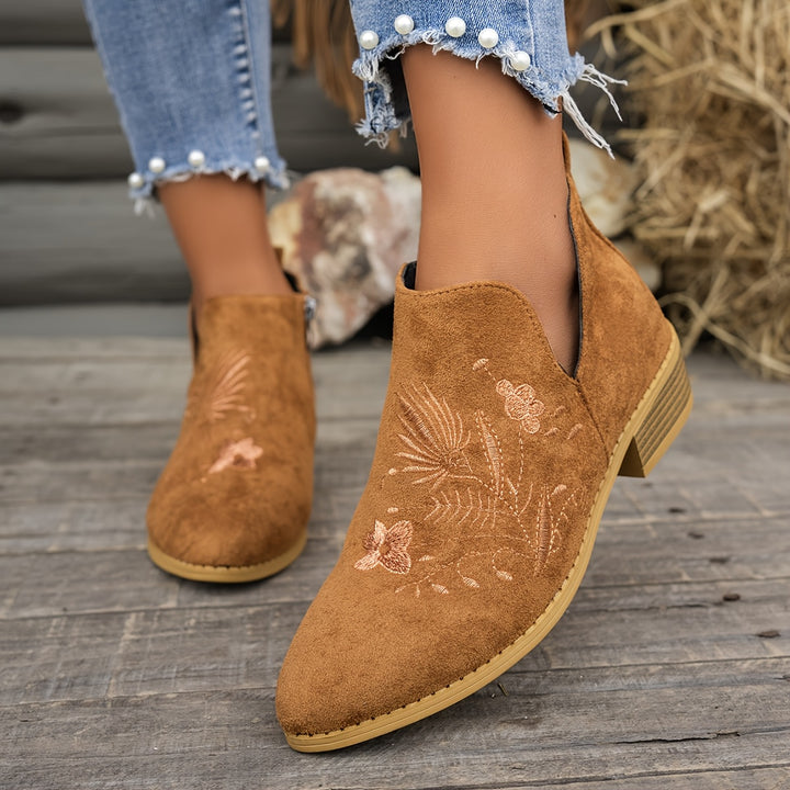 Josephine | Embroidered Ankle Boots