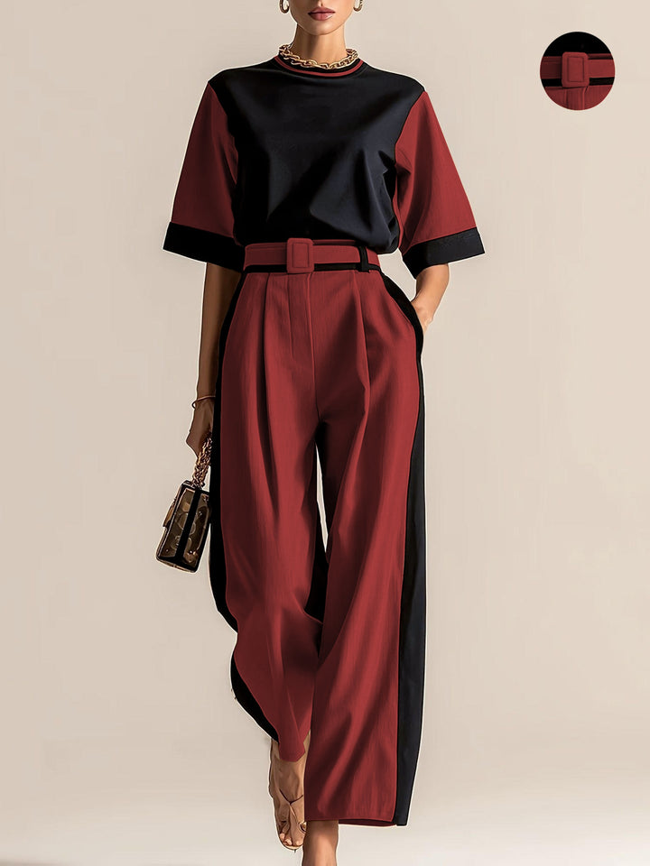 Belinda | Contrast-Trim Two-Piece Set
