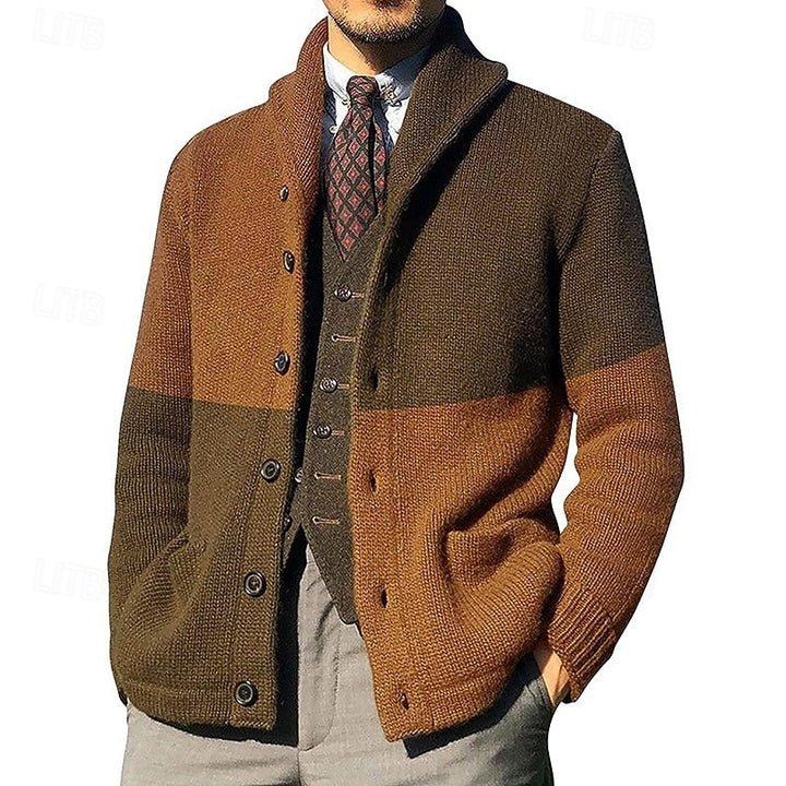Bertram | Colour-Block Shawl Collar Cardigan