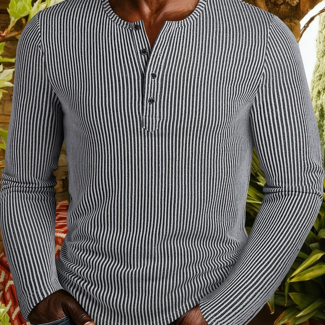Malcolm | Ribbed Long-Sleeve Henley Shirt