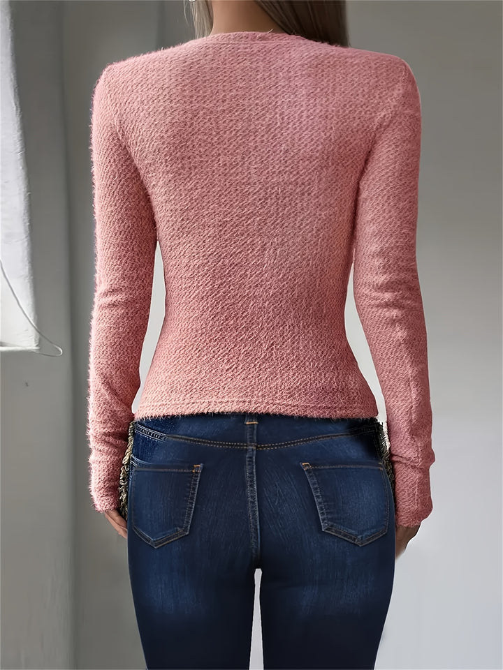 Elspeth | Soft Textured Long Sleeve Top