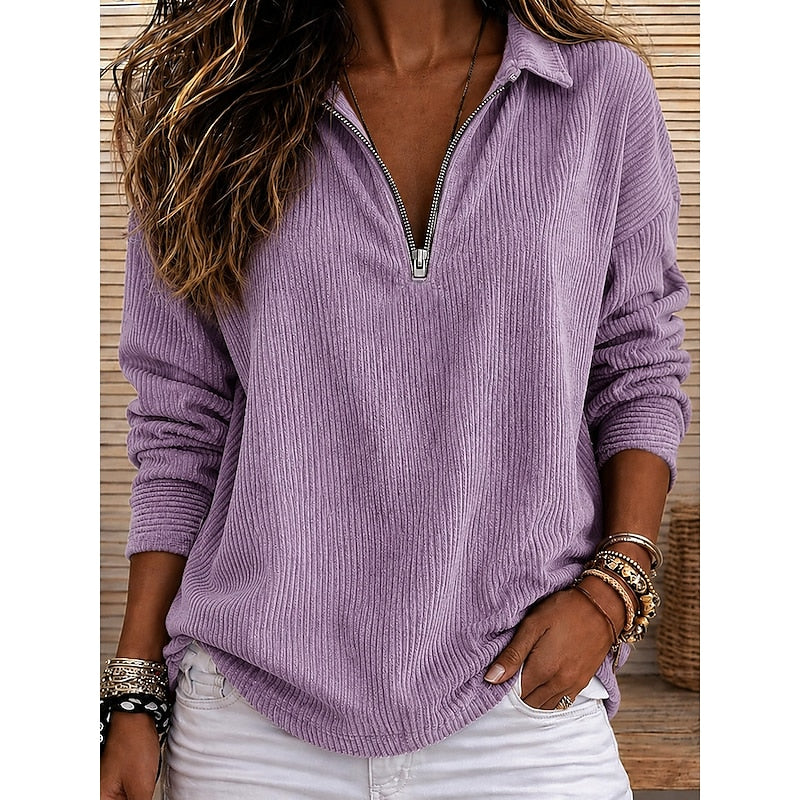 Winifred | Ribbed Quarter-Zip Top