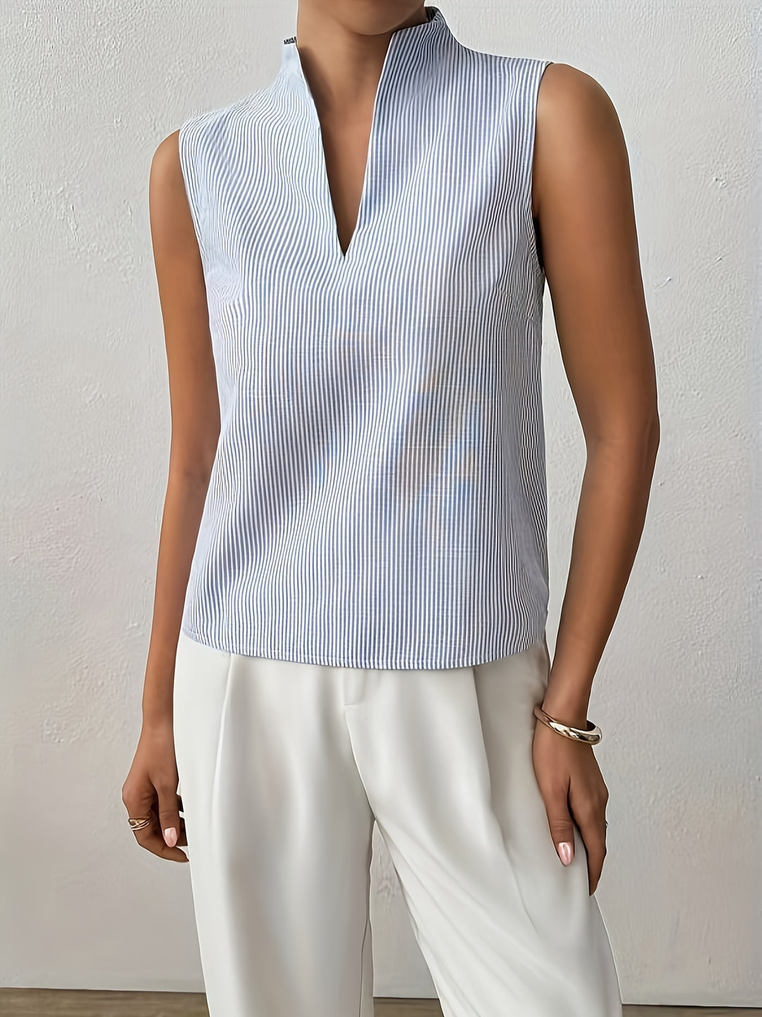 Greta | Striped Sleeveless V-Neck Top