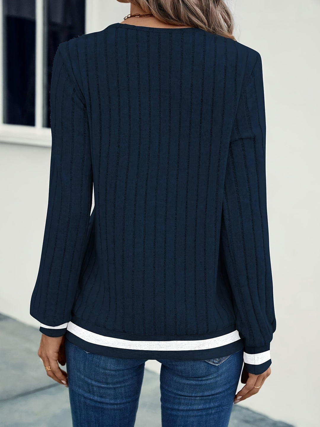 Odessa | Ribbed Colour-Block Long Sleeve Top