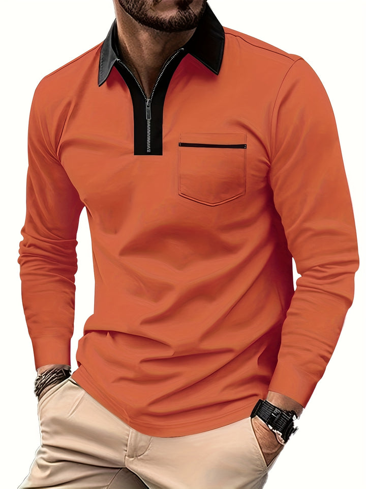 Douglas | Zip-Collar Long Sleeve Polo Shirt