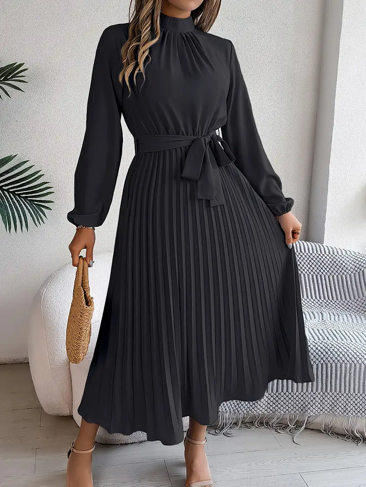 Isabella | Long-Sleeve Belted Waist Midi Dress