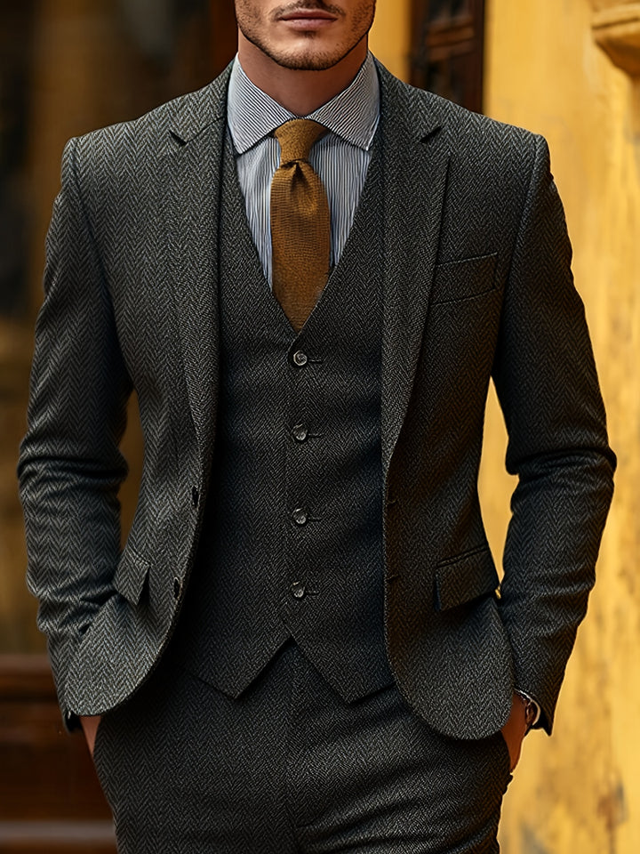 Winston | Herringbone Three-Piece Suit