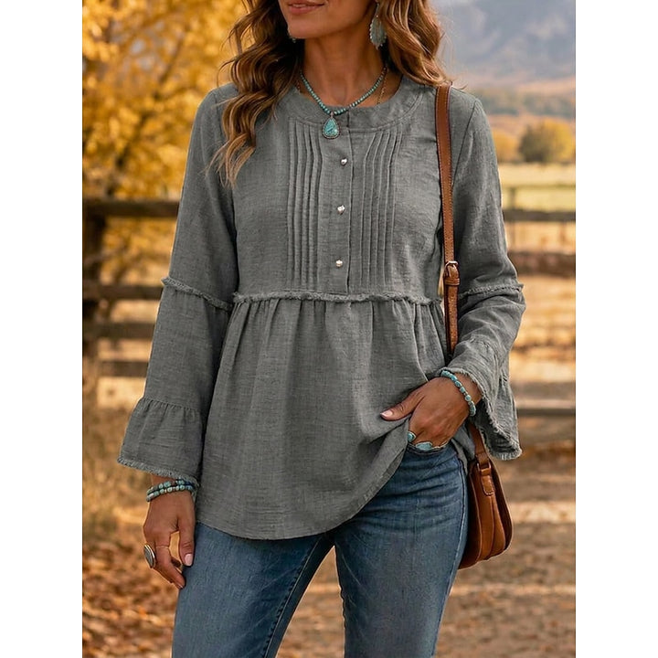 Bethany | Pintucked Peplum Blouse
