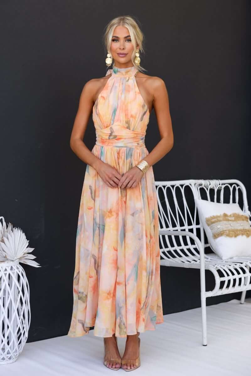 Phaedra | Elegant Close Neck Sleeveless Dress