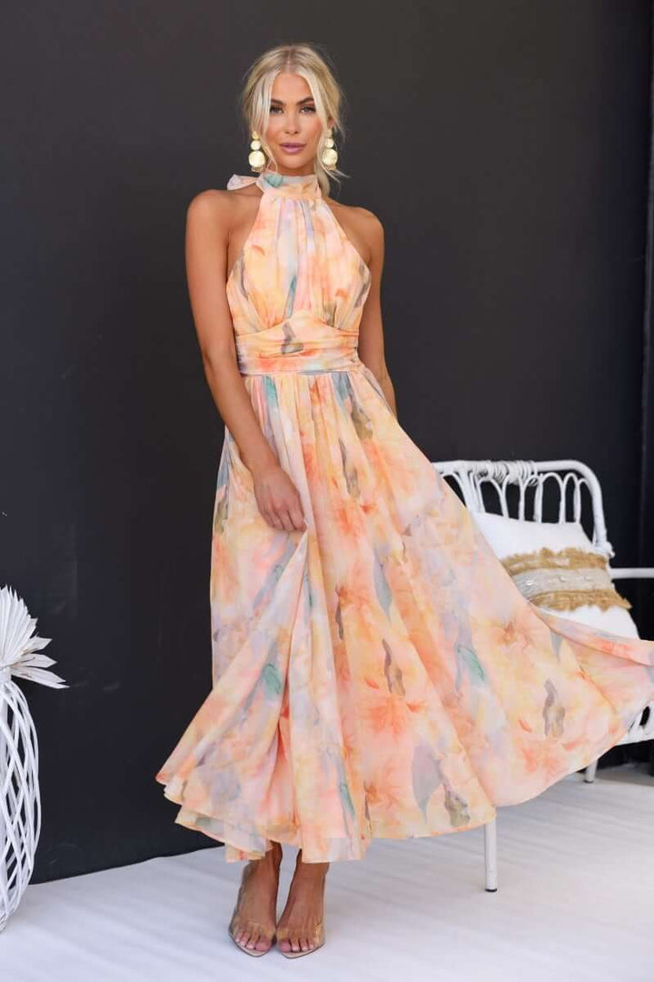 Phaedra | Elegant Close Neck Sleeveless Dress