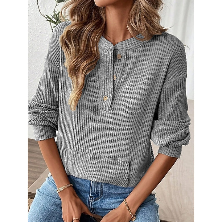 Nadia | Ribbed Button Henley Top