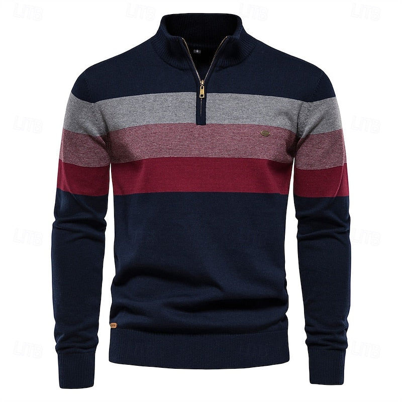 Miles | Colour-Block Quarter-Zip Sweater
