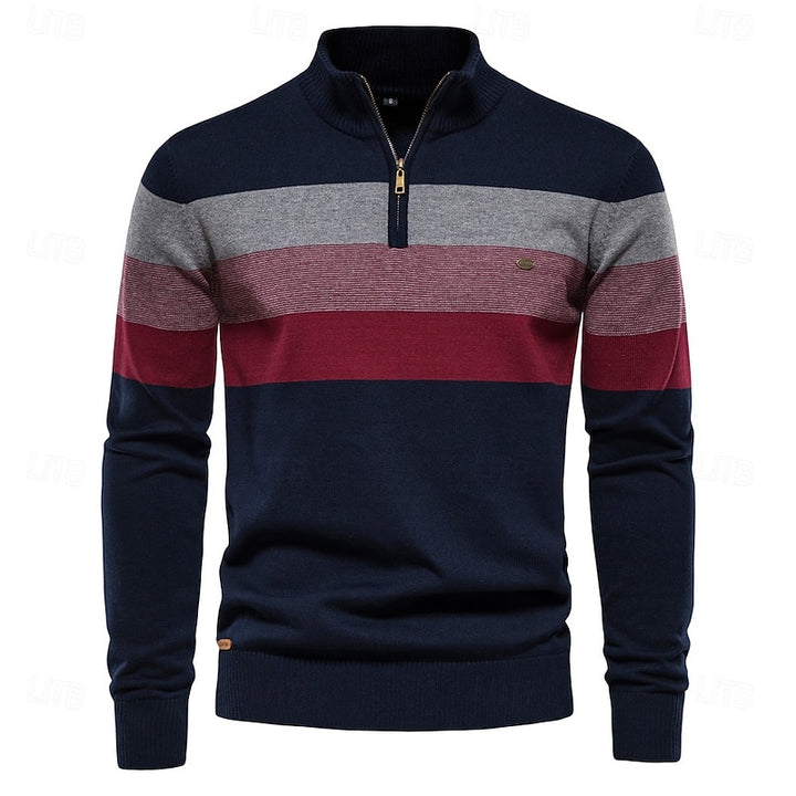 Miles | Colour-Block Quarter-Zip Sweater