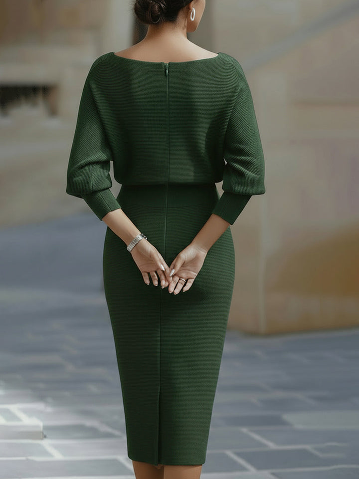 Lydia | Elegant Round Neck Midi Dress