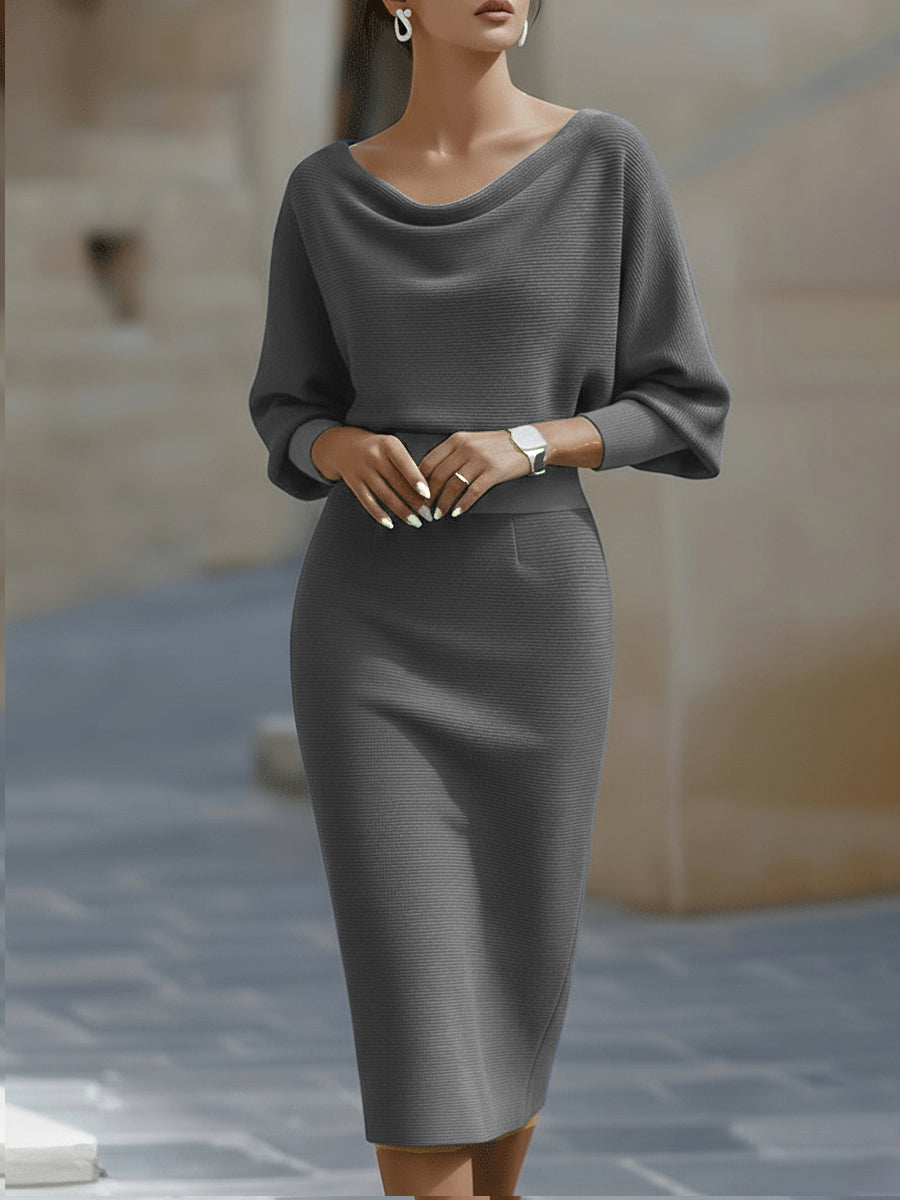 Lydia | Elegant Round Neck Midi Dress