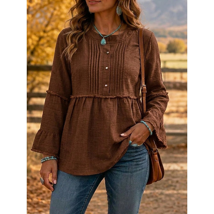 Bethany | Pintucked Peplum Blouse
