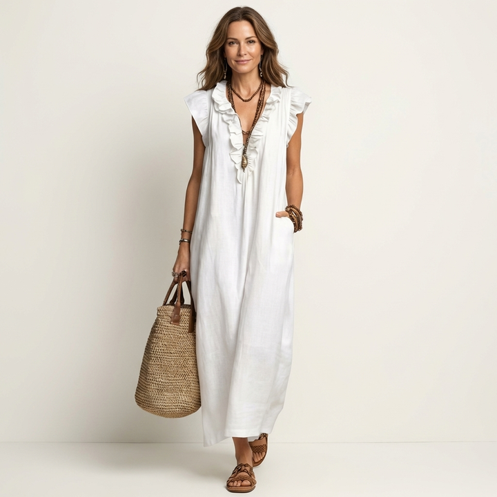 Annabel | Ruffle V-Neck Maxi Dress