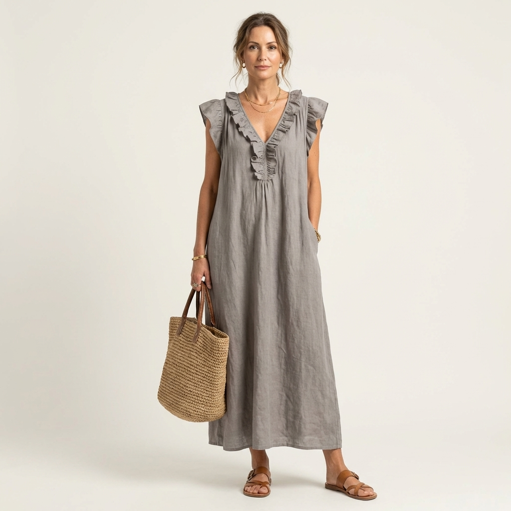 Annabel | Ruffle V-Neck Maxi Dress