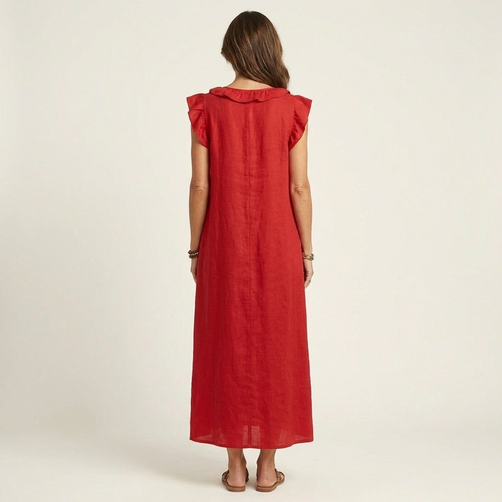 Annabel | Ruffle V-Neck Maxi Dress