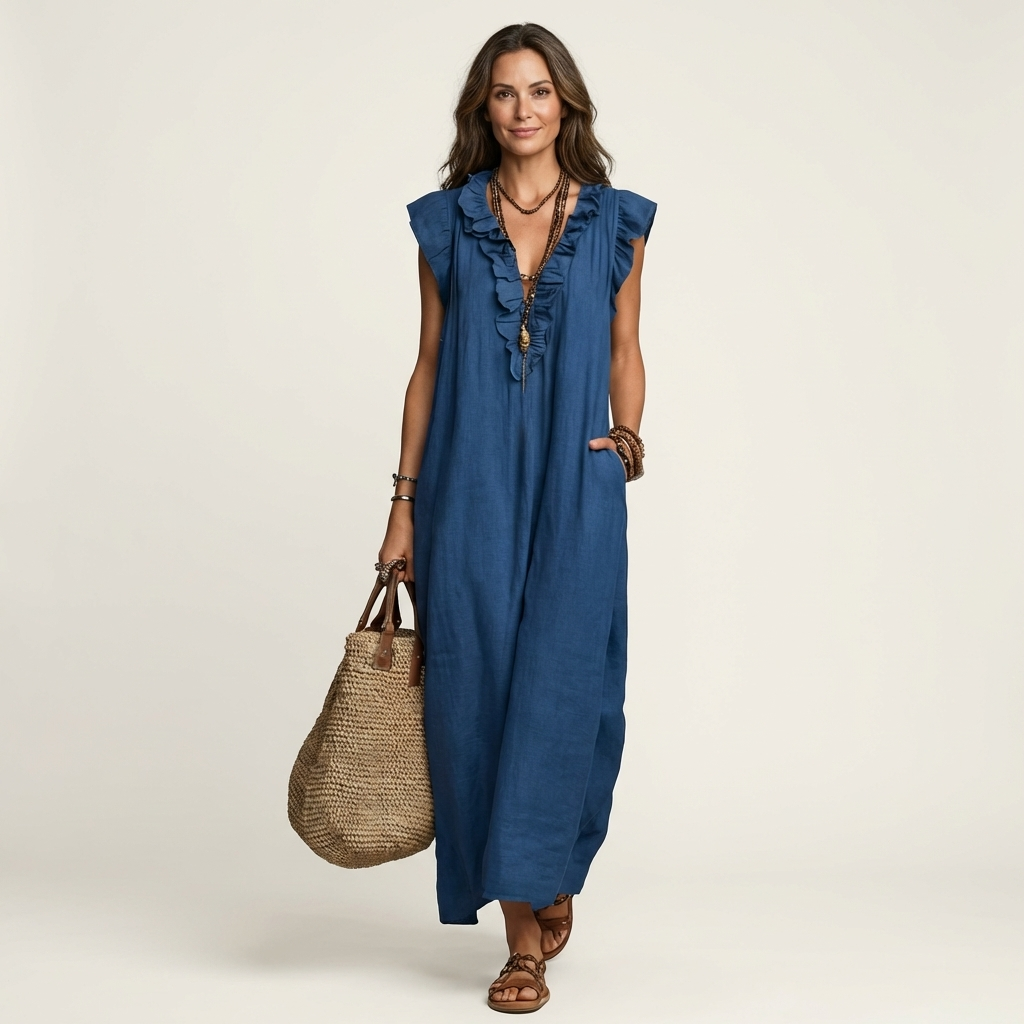 Annabel | Ruffle V-Neck Maxi Dress