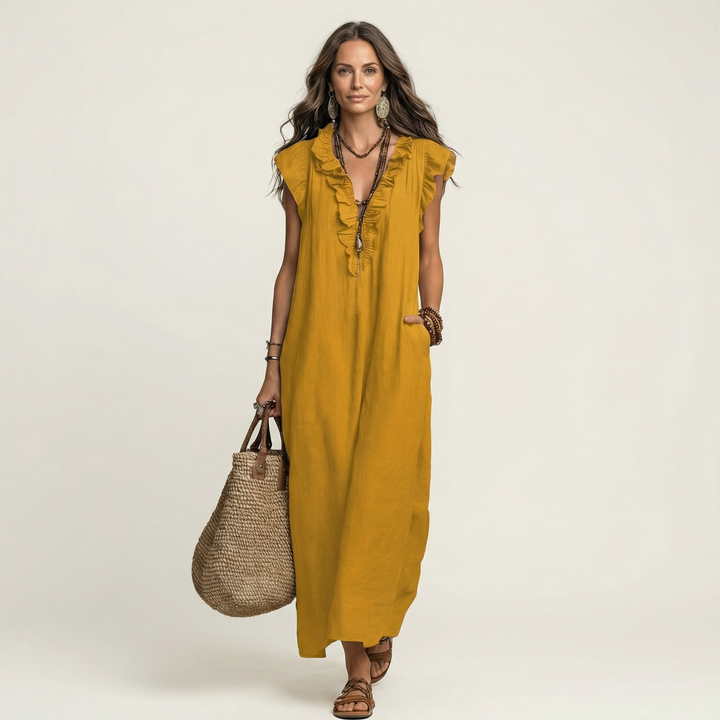 Annabel | Ruffle V-Neck Maxi Dress