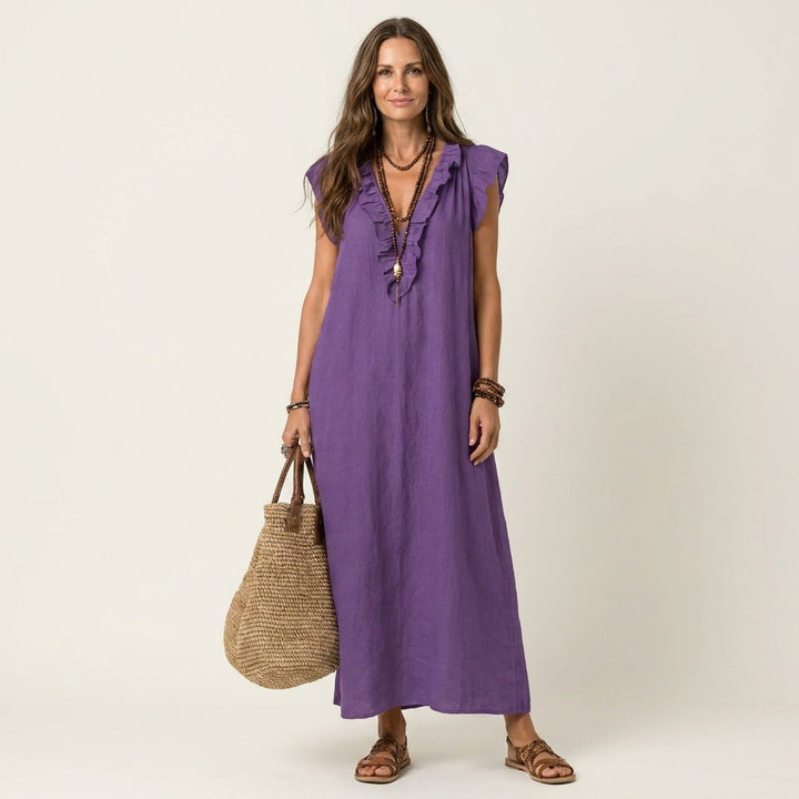 Annabel | Ruffle V-Neck Maxi Dress
