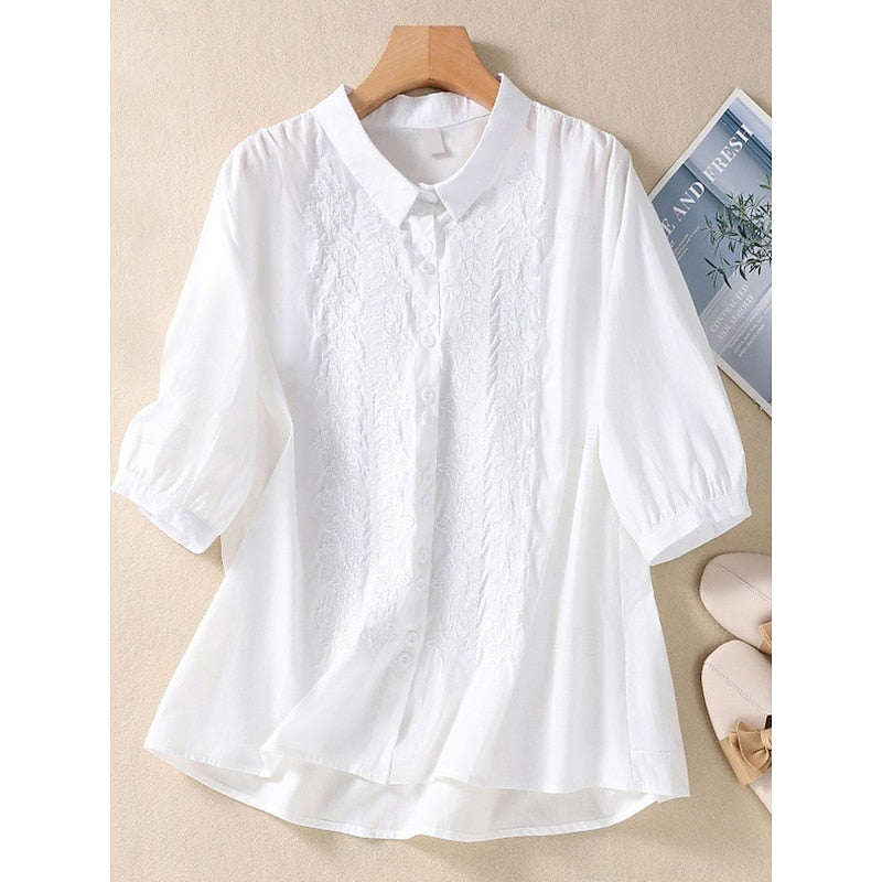 Cynthia | Embroidered Peter Pan Collar Blouse
