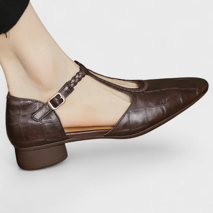 Caitlin | Classic Braided T-Bar Block Heel Shoes