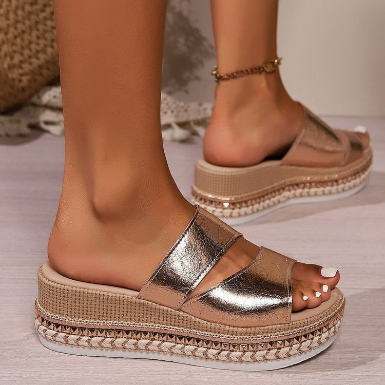 Odette | Comfortable Shiny  Platform Sandals