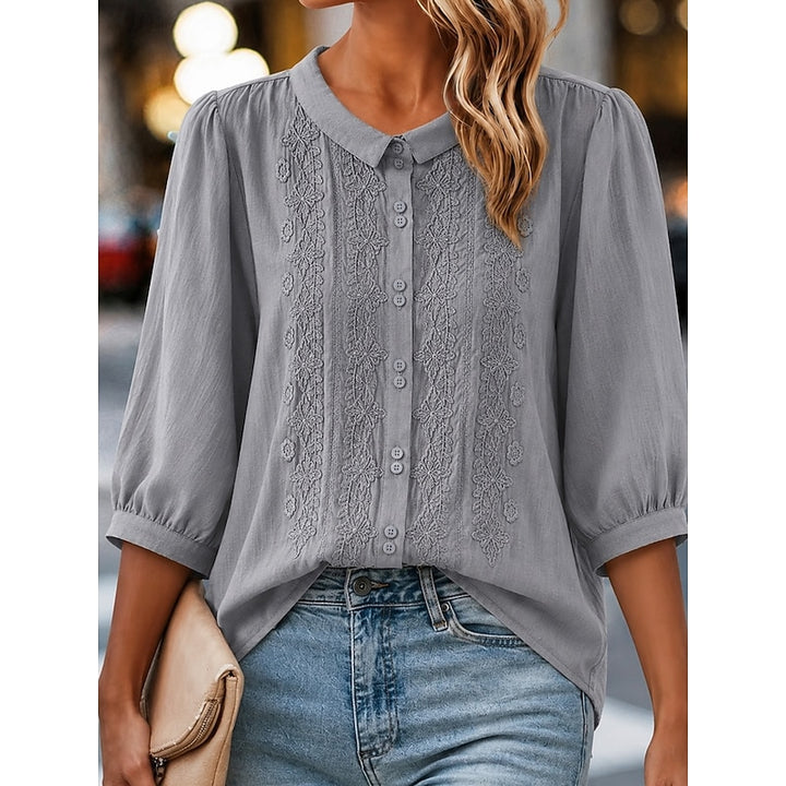 Cynthia | Embroidered Peter Pan Collar Blouse