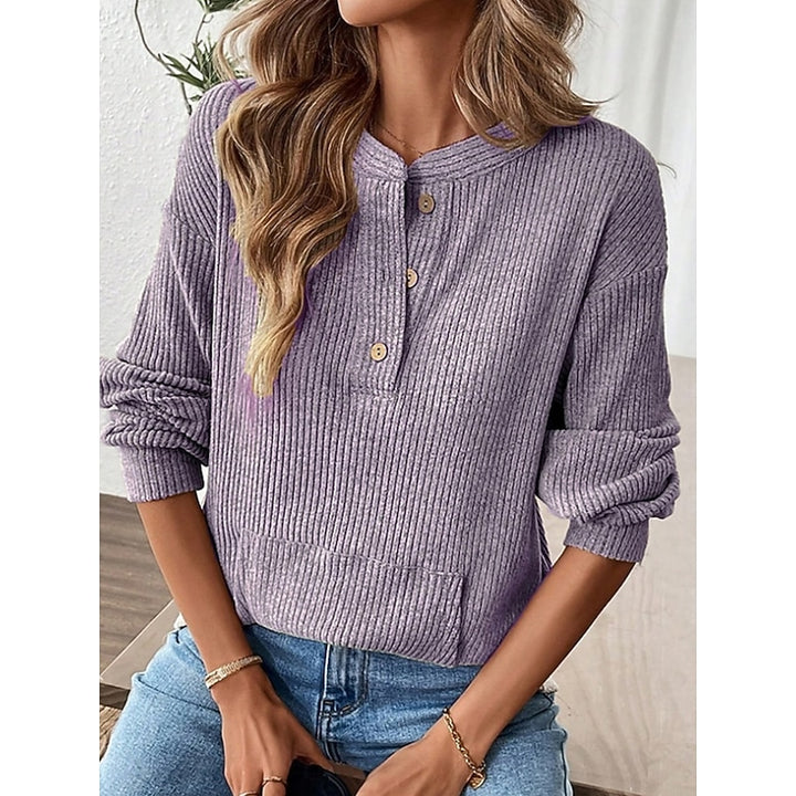 Nadia | Ribbed Button Henley Top