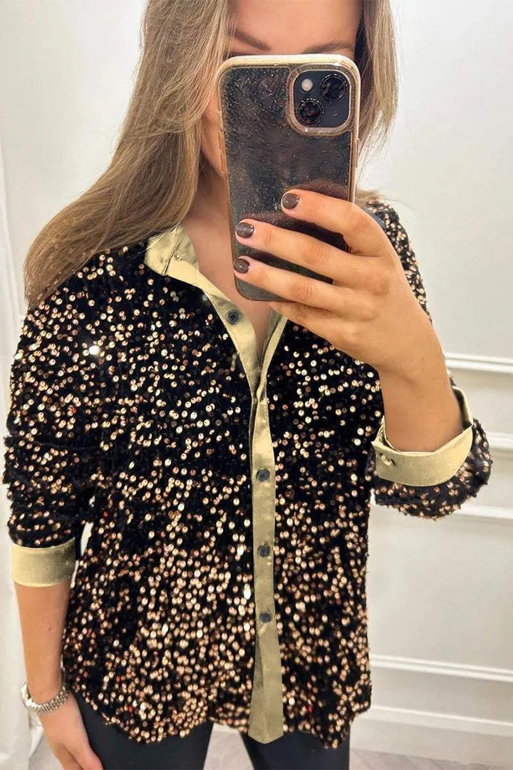 Claudia | Elegant Shimmer Collared Shirt