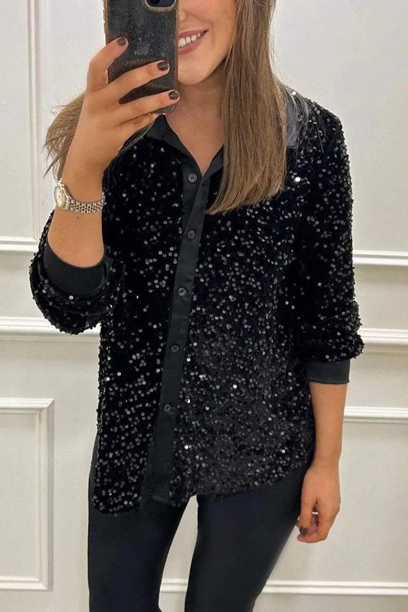 Claudia | Elegant Shimmer Collared Shirt