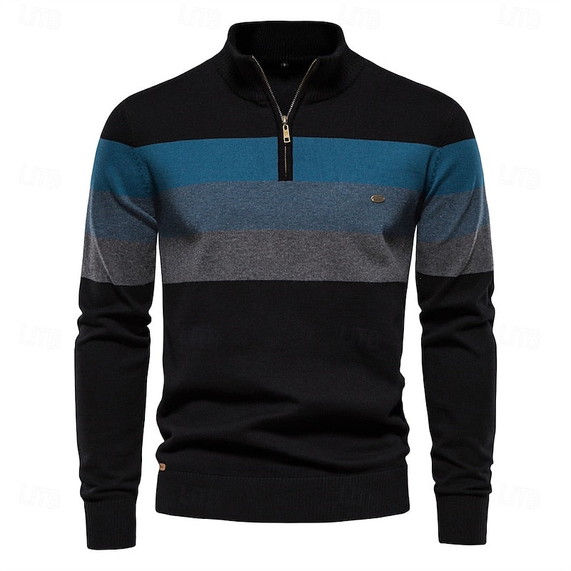 Miles | Colour-Block Quarter-Zip Sweater