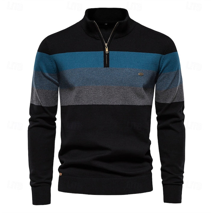 Miles | Colour-Block Quarter-Zip Sweater