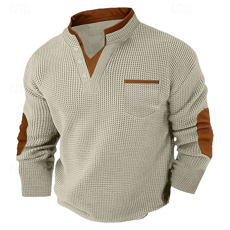 Harlan | Textured Long-Sleeve Henley Shirt