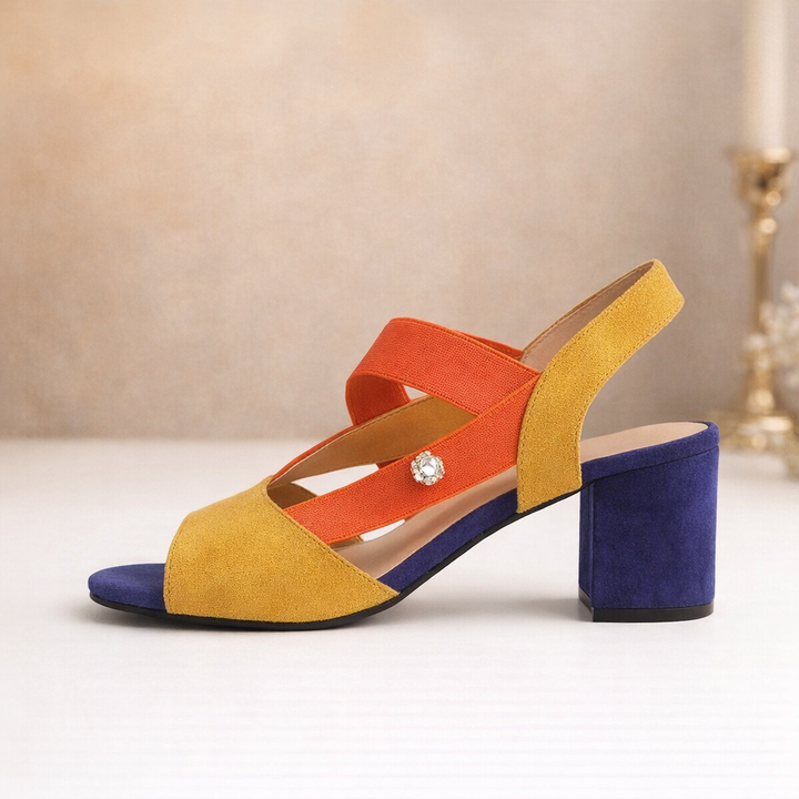 Linda | Open Toe Block Heel Pumps