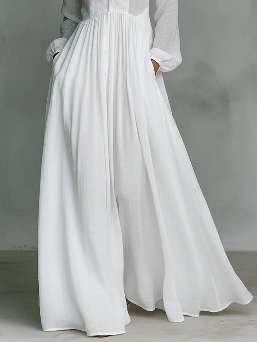 Aria | Stylish Stand Collar Button Maxi Dress