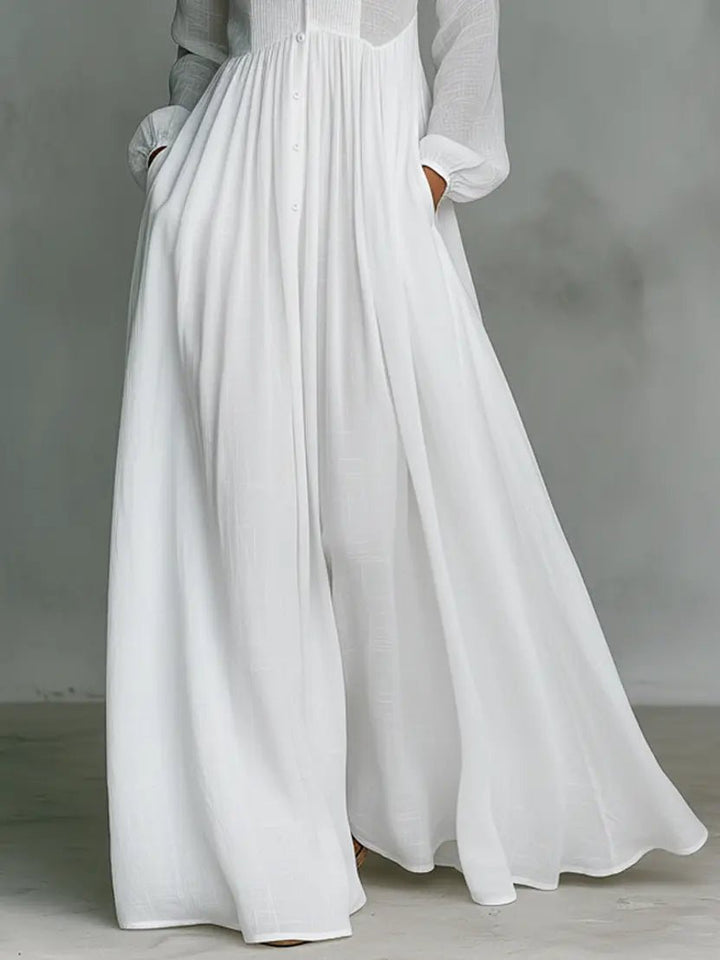 Aria | Stylish Stand Collar Button Maxi Dress