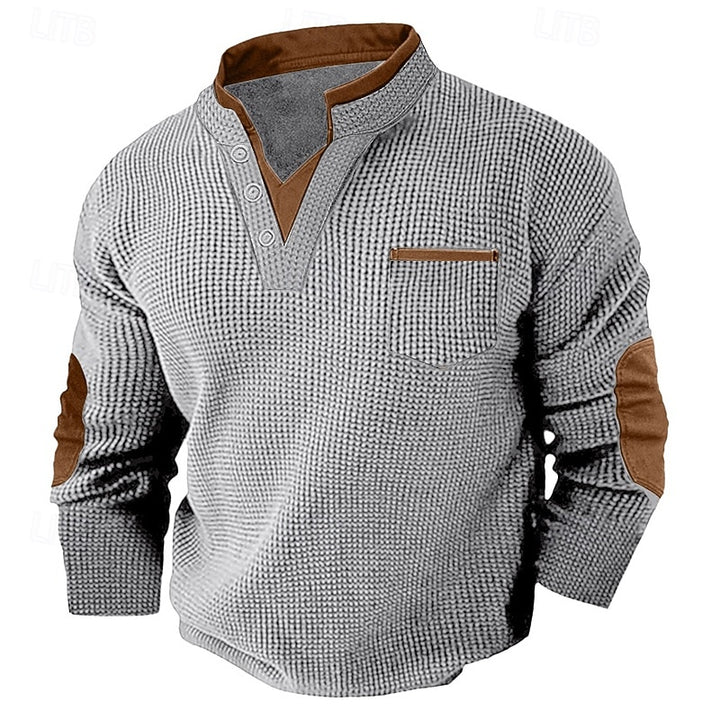 Harlan | Textured Long-Sleeve Henley Shirt