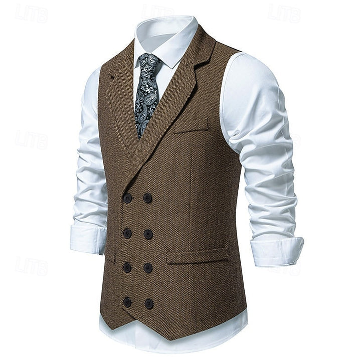 Ellery | Herringbone Double-Breasted Waistcoat