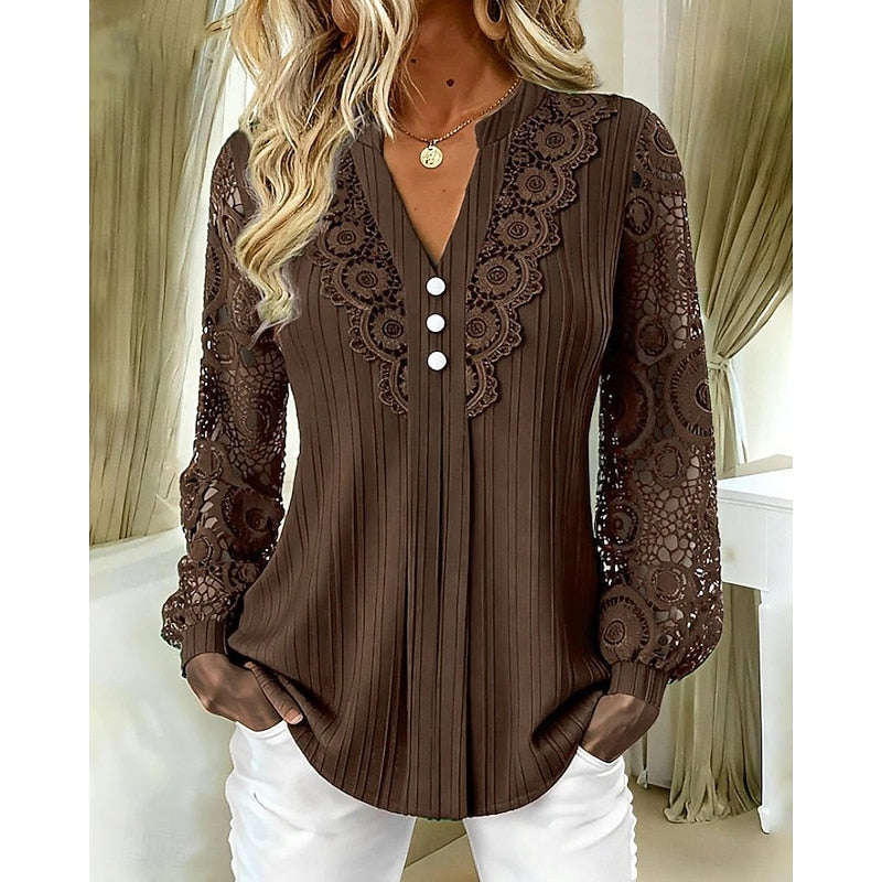 Annalise | Lace-Detail Long Sleeve Blouse