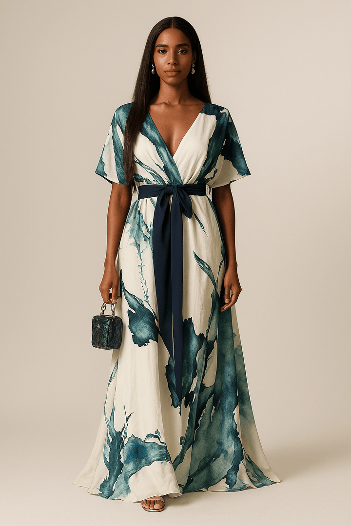 Winona | Watercolor Print Long Dress