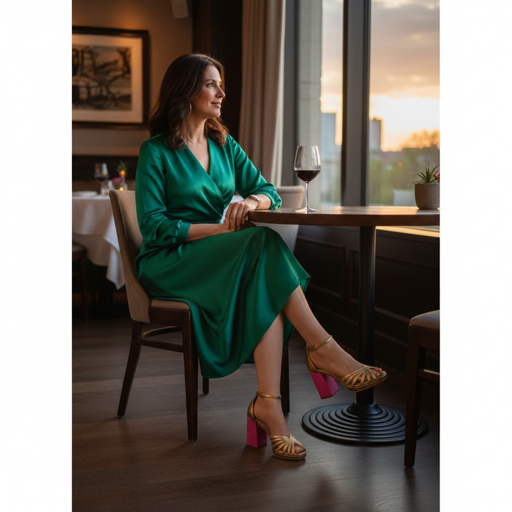 Noelyrah | Block Heel Sandals in Gold