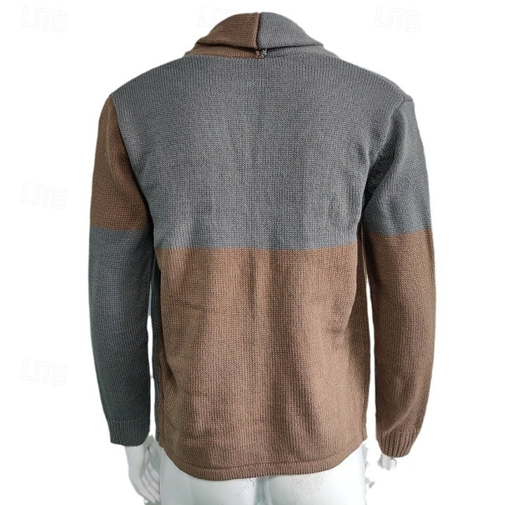 Bertram | Colour-Block Shawl Collar Cardigan
