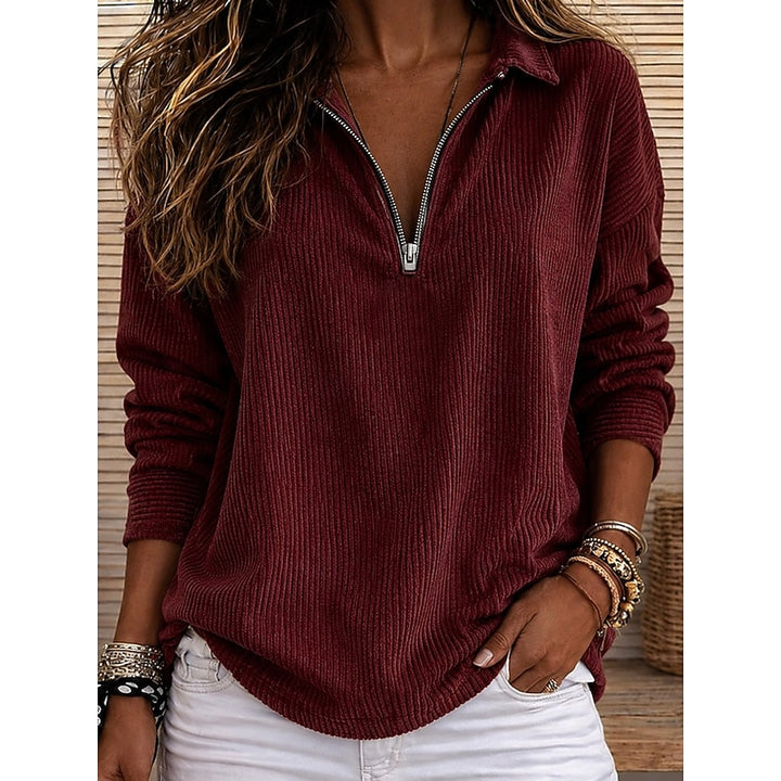Winifred | Ribbed Quarter-Zip Top