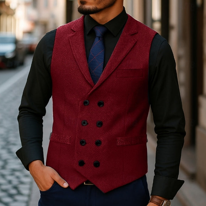 Ellery | Herringbone Double-Breasted Waistcoat