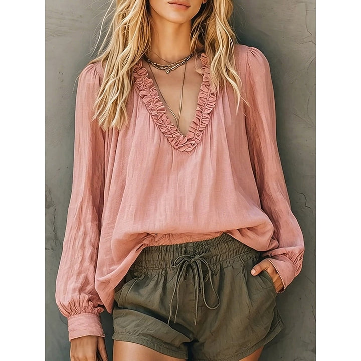 Delaney | Ruffled V-Neck Blouse